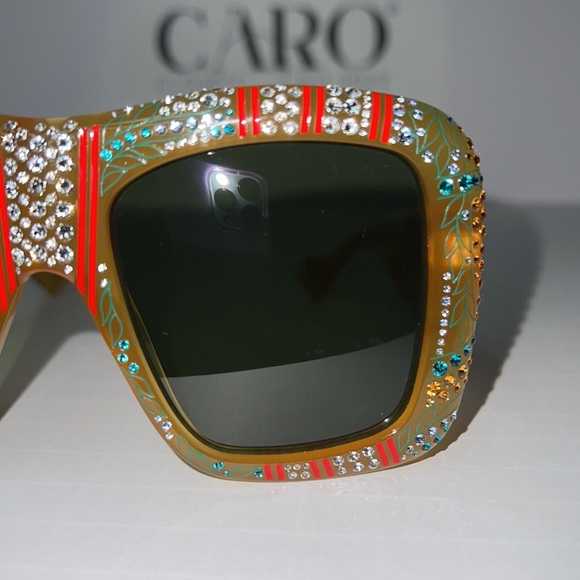 🤩Gucci Hollywood Forever Honey Green Floral Crystal Unisex Sunglasses 🤩 - Picture 5 of 10